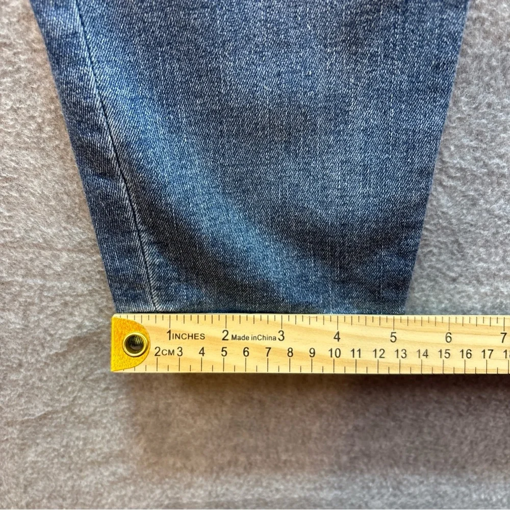 KUT Connie Ankle Skinny Jeans Womens 12 Whiskers Faded Washout Fray Holes Logo - Picture 3 of 12